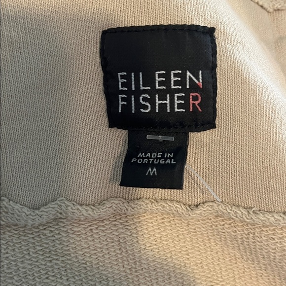 Eileen Fisher Sleeveless Vest Organic Cotton Full Front Zipper Size Medium Tan - Picture 7 of 9